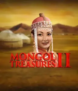 Step into the vibrant culture of Mongolia with the Mongol Treasures 2 game by Endorphina, showcasing a graceful Mongolian woman clothed in traditional attire against a golden Mongolian steppe backdrop. This image portrays the spirit of Mongolian history, offering a memorable visual adventure. 